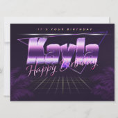 Kayla Name Vorname lila retro Karte Geburtstag (Vorderseite)