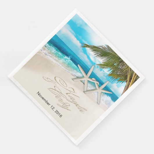 KAYLA Starfish Couple FRAGTE 4 IHRE NAMEN IN SAND Serviette (Ecke)