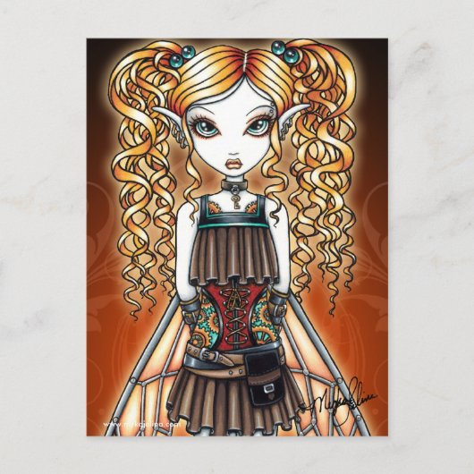 "Kayla" Steampunk Fairy Nahe Postkarte (Vorderseite)