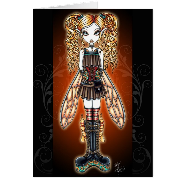 "Kayla" Steampunk Fee-Karte (Vorne)