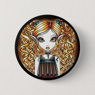 "Kayla" Steampunk Fee naher hoher Pinback Knopf Button