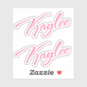 Kaylee-Name in rosa Skript x2 Aufkleber (Blatt)