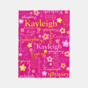 Kayleigh NamensBlumendecke rosa gelber Mädchen Fleecedecke