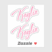 Kaylin Decorative Name in Pink x2 Aufkleber (Blatt)