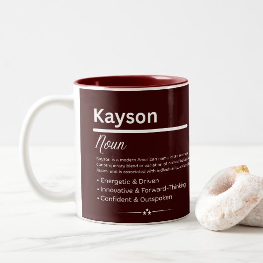 Kayson Personalisierter Name Zweifarbige Tasse (Mit Donut)