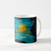 Kazakhstan flag brush stroke, national flag kaffeetasse (VorderseiteRechts)