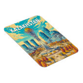 Kazakhstan Illustration Travel Art Vintage Magnet (Rechte Seite)