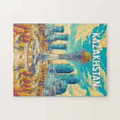 Kazakhstan Illustration Travel Art Vintage Puzzle (Horizontal)