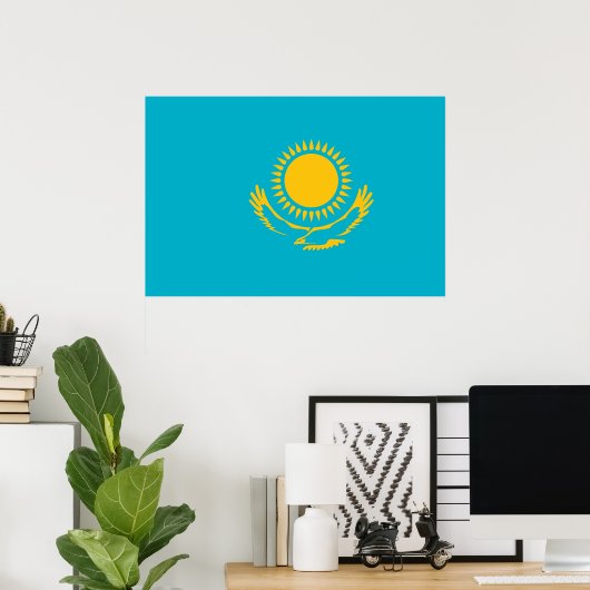 Kazakhstan, Kazakhstan flag Poster (Heimbüro)