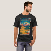 Kazakhstan Steppes Illustration Travel Art Vintage T-Shirt (Vorne ganz)