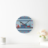 Kazan Russland Skyline Neon Blue Red Modern Wall Runde Wanduhr (Zuhause)
