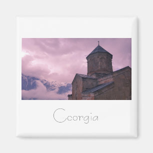 Kazbegi Georgia Gergeti Church Mountain Landschaft Magnet