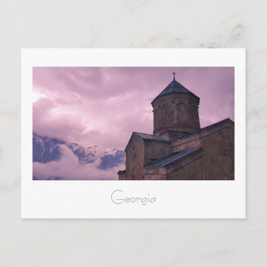 Kazbegi Georgia Gergeti Church Mountain Landschaft Postkarte (Vorderseite)
