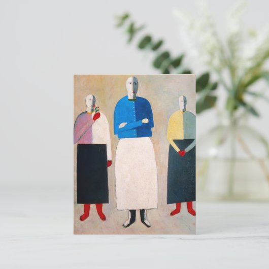 Kazimir Malevich - Drei Mädchen Postkarte (Stehend Vorderseite)