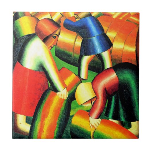 Kazimir Malevich--Ernte einbringen, Fliese (Vorderseite)