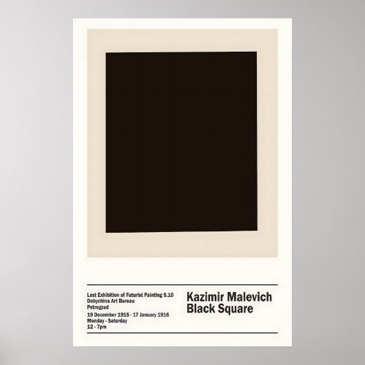 Kazimir Malevich Exhibition Black Square 1915 Poster (Vorne)