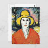 Kazimir Malevich - Portrait der Frau in Gelbhut Postkarte (Vorne/Hinten)