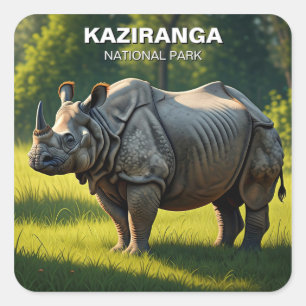 Kaziranga National Park Assam India Travel Quadratischer Aufkleber