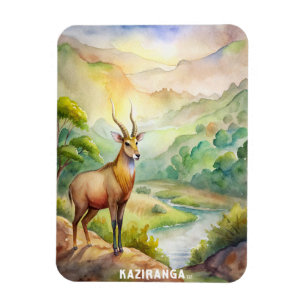Kaziranga Nationalpark Watercolor Malerei Magnet