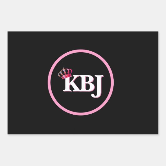 KBJ Pink Black Wrapping Paper Sheets Geschenkpapier Set (Vorderseite 2)