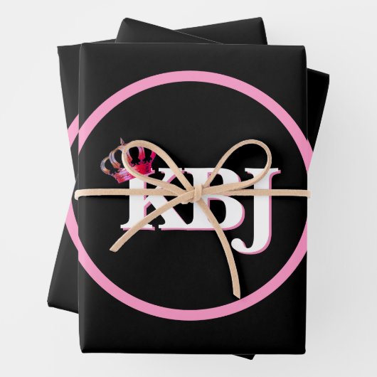 KBJ Pink Black Wrapping Paper Sheets Geschenkpapier Set (Beispiel)