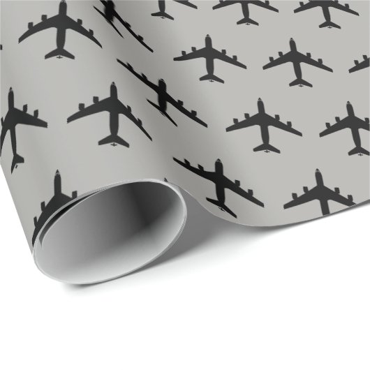 KC-135 Stratotanker Silhouette-Muster Geschenkpapier (Rolleneckpunkt)