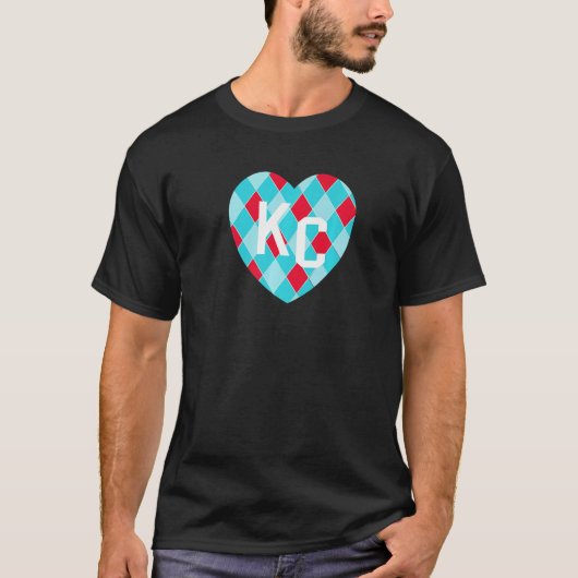 KC Heart Kansas City Teal BlueRed KC Kansas City H T-Shirt (Vorderseite)