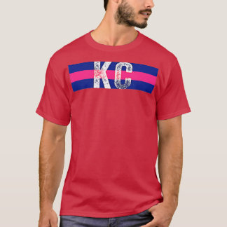 KC Kansas City Pink Blue Horizontal Stripes Kansa T-Shirt