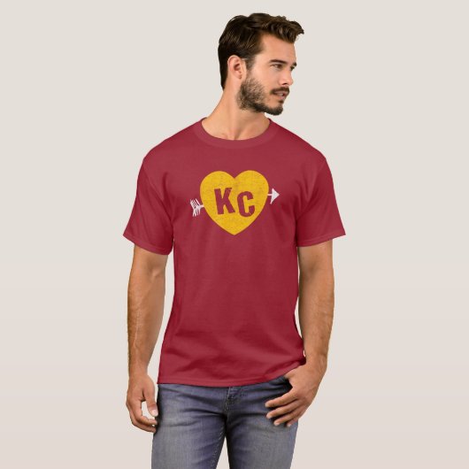 KC Rotes & Gelbes Herz & Pfeil KC T-Shirt (Vorne ganz)
