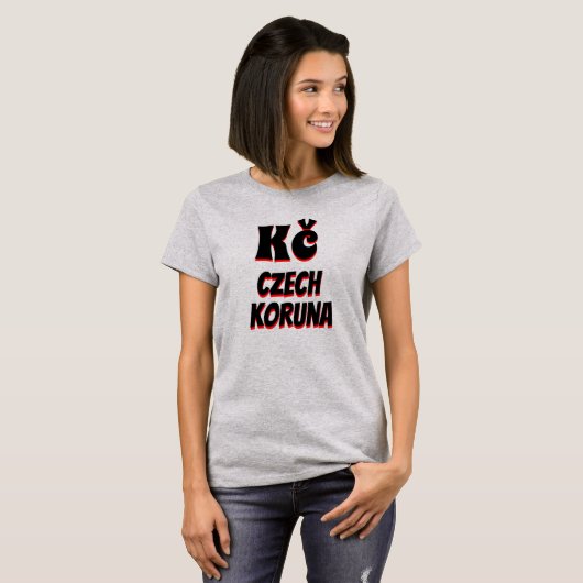 Kč Tschechische Krone grau T-Shirt (Vorne ganz)