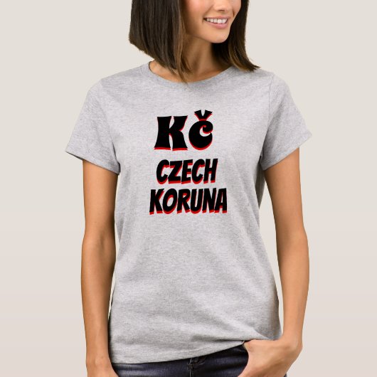 Kč Tschechische Krone grau T-Shirt (Vorderseite)