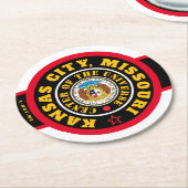 KCMOCOU KANSAS CITY, MO. (COU) RUNDER PAPPUNTERSETZER (Angewinkelt)