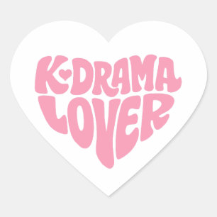Kdrama-Fan Pink Moderne Minimalistische Typografie Herz-Aufkleber