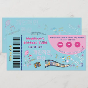 Kdrama K-Pop Ticket VIP Geburtstagsparty-Einladung