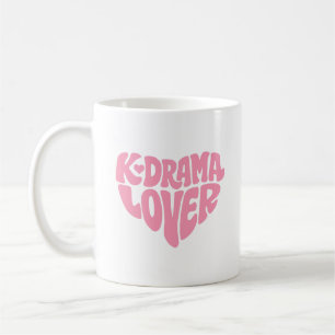 Kdrama Liebhaber Simple Minimal Pink Herz-Typograf Kaffeetasse