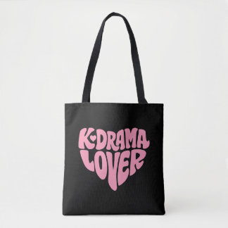 Kdrama Lover Pink Heart Typography Simple Black Tasche