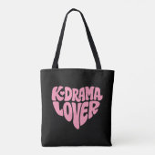 Kdrama Lover Pink Heart Typography Simple Black Tasche (Rückseite)