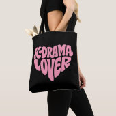 Kdrama Lover Pink Heart Typography Simple Black Tasche (Von Nahem)