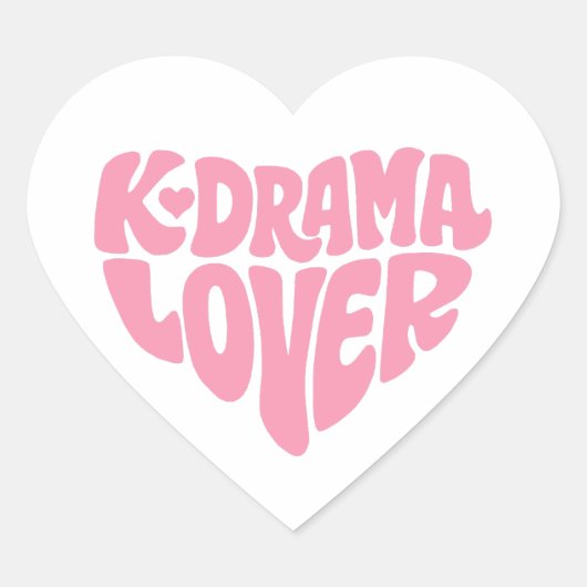 Kdrama Lover Pink Modern Minimalistic Typography Herz-Aufkleber (Vorderseite)