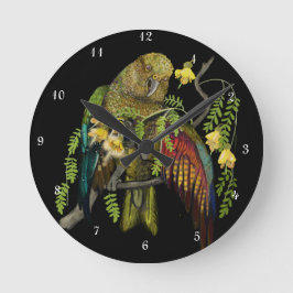 Kea New Zealand Mountain Parrot Runde Wanduhr