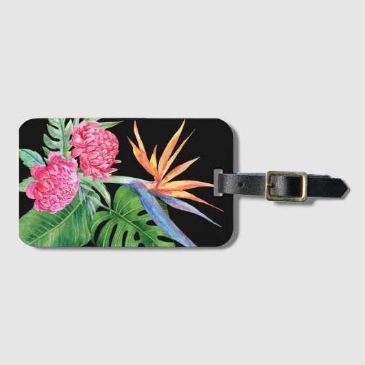 Kealani (Black) Hawaii-Blume Gepäckanhänger (Vorderseite (Horizontal))