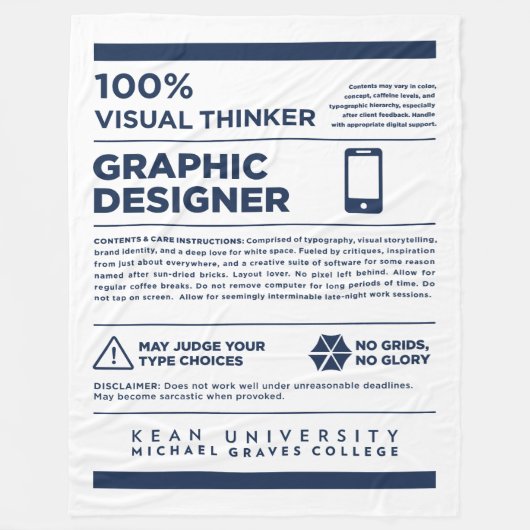 kean MGC Graphic Design Care Label Fleecedecke (Vorderseite)