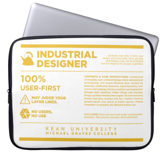 Kean MGC Industrial Design Care Label Laptopschutzhülle (Vorderseite)