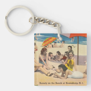 Keansburg, New Jersey Beach Scene - Antique Schlüsselanhänger