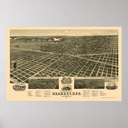 Kearney, NE Panoramic Map - 1889 Poster (Vorne)