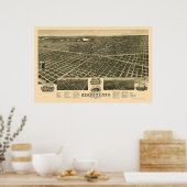 Kearney, NE Panoramic Map - 1889 Poster (Küche)