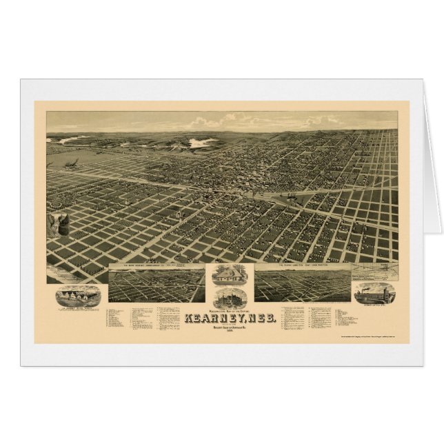 Kearney, panoramische Karte Nes - 1889 (Vorderseite (Horizontal))