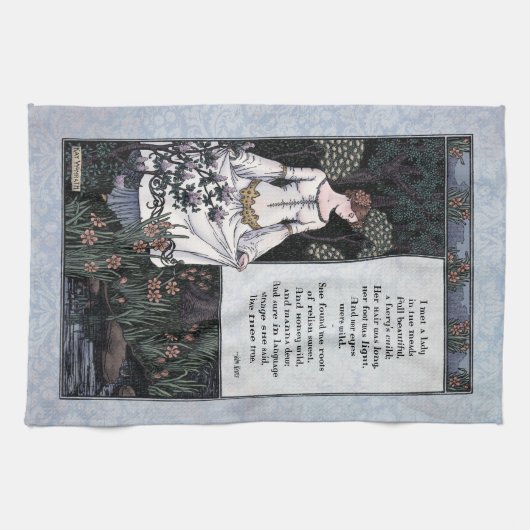 Keats "La Belle Dame" Viktorianisches Gedicht Kuns Geschirrtuch (Horizontal)