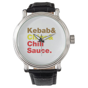 Kebab & Chips & Chili Sauce. Armbanduhr