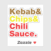 Kebab & Chips & Chili Sauce. Aufkleber (Blatt)